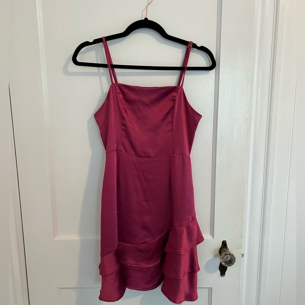 Satin Ruffled Mini Dress
